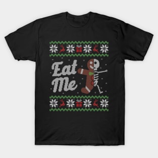 Ugly Christmas Sweater Gingerbread Skeleton Eat Me T-Shirt